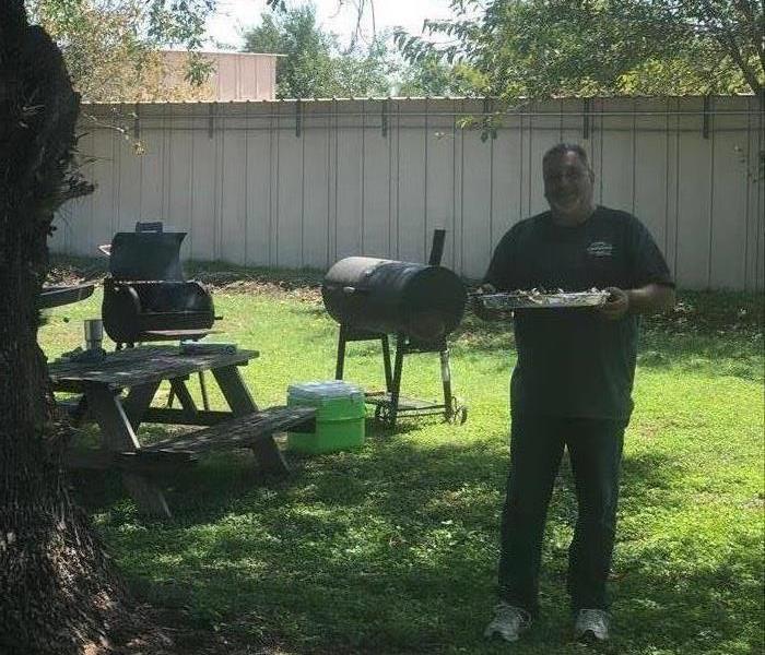 Employee barbecuing